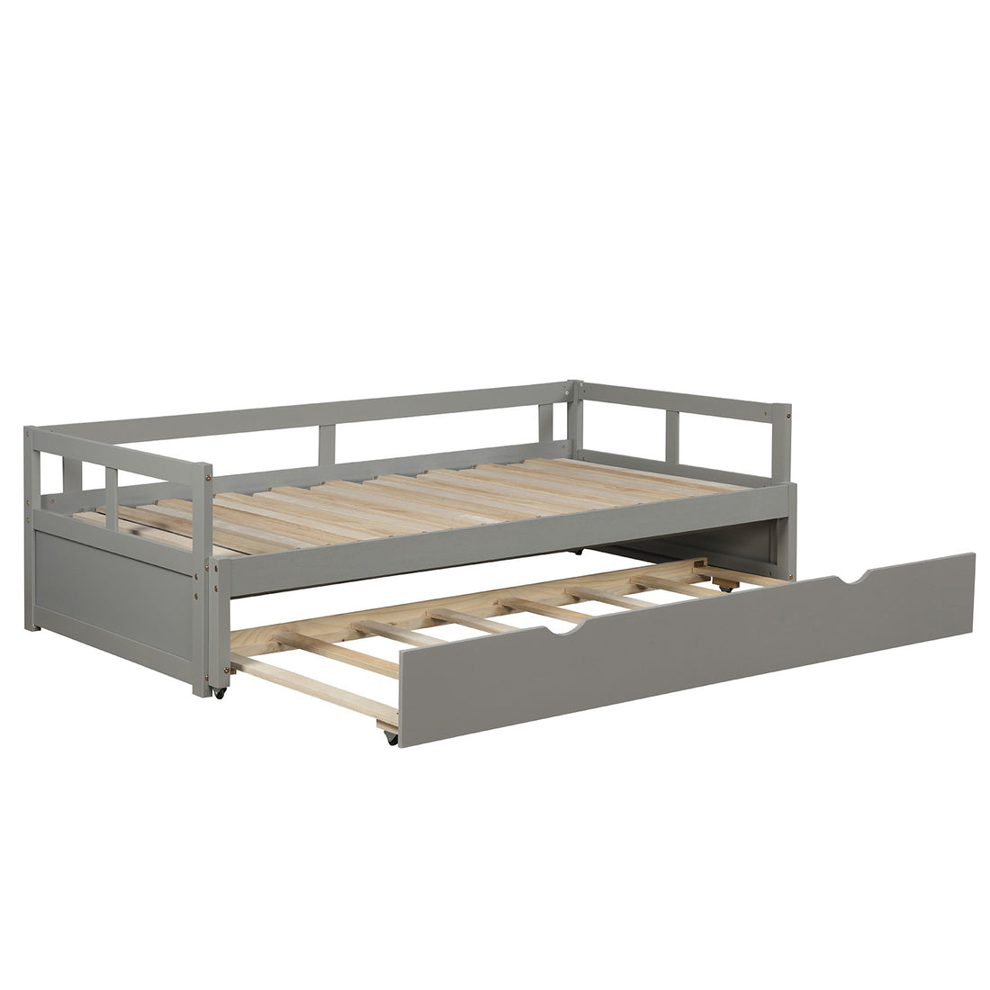 Extending Daybed With Trundle, Wooden Daybed With Trundle, Gray Twin Gray Solid Wood