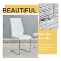 Table And Chair Set.A Modern Minimalist Style Round Clear Tempered Glass Table With Silver Metal Legs.Paried With 6 Chairs With Modern Pu Leather High Back Upholstered And C Tube Chrome Legs. Silver,White Seats 6 Glass Metal