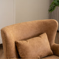 Synthetic Leather Upholstered Swivel Chair, 360 Swivel Comfort Round Armchair, Single Sofa Chair With Lounge Seat For Bedroom Office Reading Space, Set Of 1 ,Brown Yellow Brown Yellow Wood