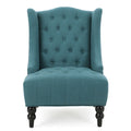 Upholstered Wingback Chair Teal Fabric