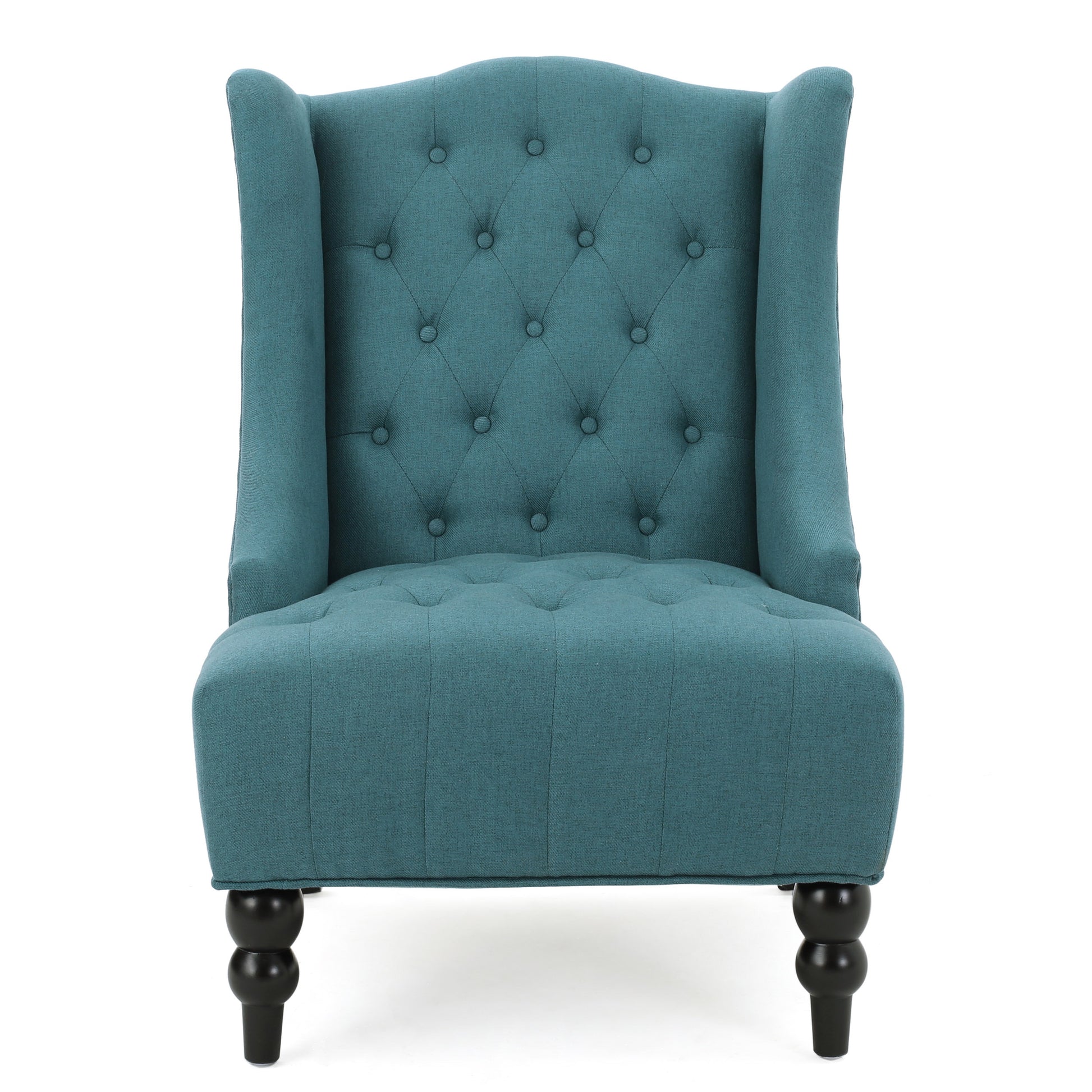 Upholstered Wingback Chair Teal Fabric