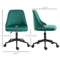 Vinsetto Mid Back Office Chair, Velvet Fabric Swivel Sop Shape Computer Desk Chair For Home Office Or Bedroom, Green Green Polyester