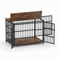 Furniture Style Dog Crate Wrought Iron Frame Door With Side Openings, Rustic Brown, 38.4''W X 27.7''D X 30.2''H. Rustic Brown Particle Board