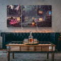 3 Panel Canvas Wall Art Prints Halloween Painting Print Gallery Wrap Artwork For Living Room Decoration 1624Inch Thickness 1.5Inch Multicolor Halloween Canvas