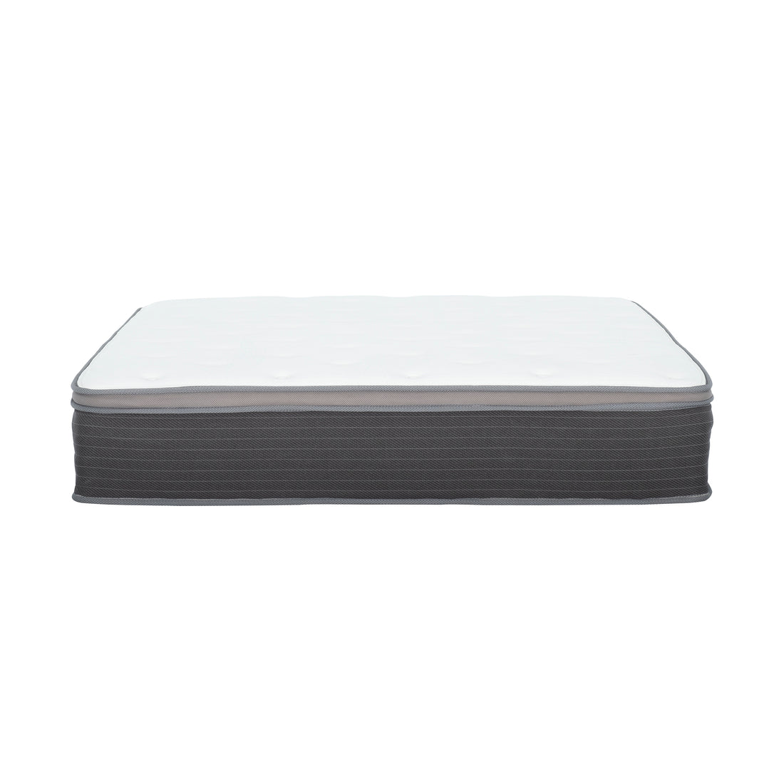 12 In. Pocket Spring Hybrid Euro Top Bed In A Box Mattress, Twin Xl, Plush Gel Memory Foam Mattress, White Gray Grey White Bedroom Modern Memory Foam Polyester Twin Xl