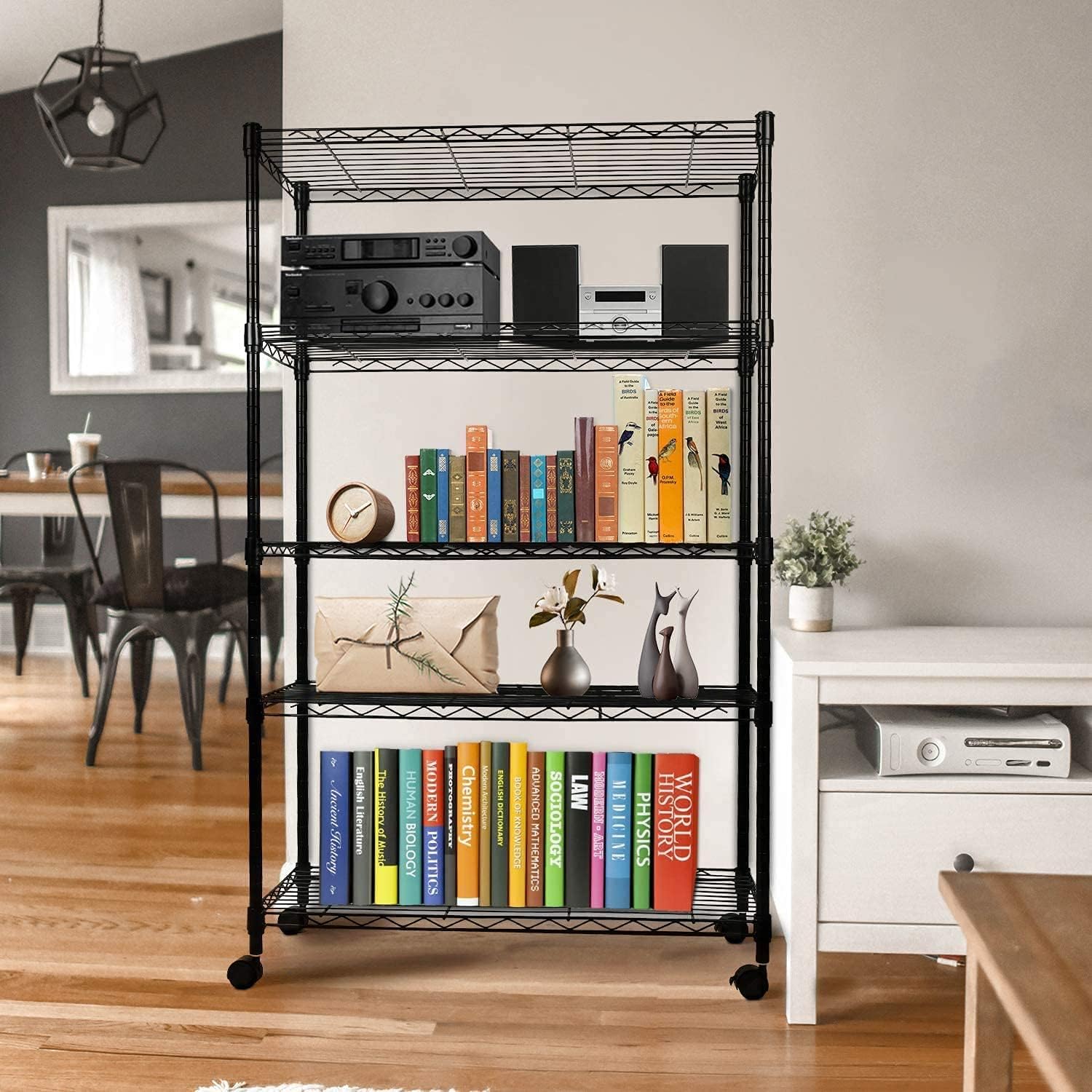 Heavy Duty 5 Shelf Shelving Unit 1250Lb Capacity, 29.92" D X 13.98" W X 62.99" H, 5 Tier, Black Black Steel