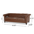 Sofa 3 Seater Light Brown Pu 3 Seat