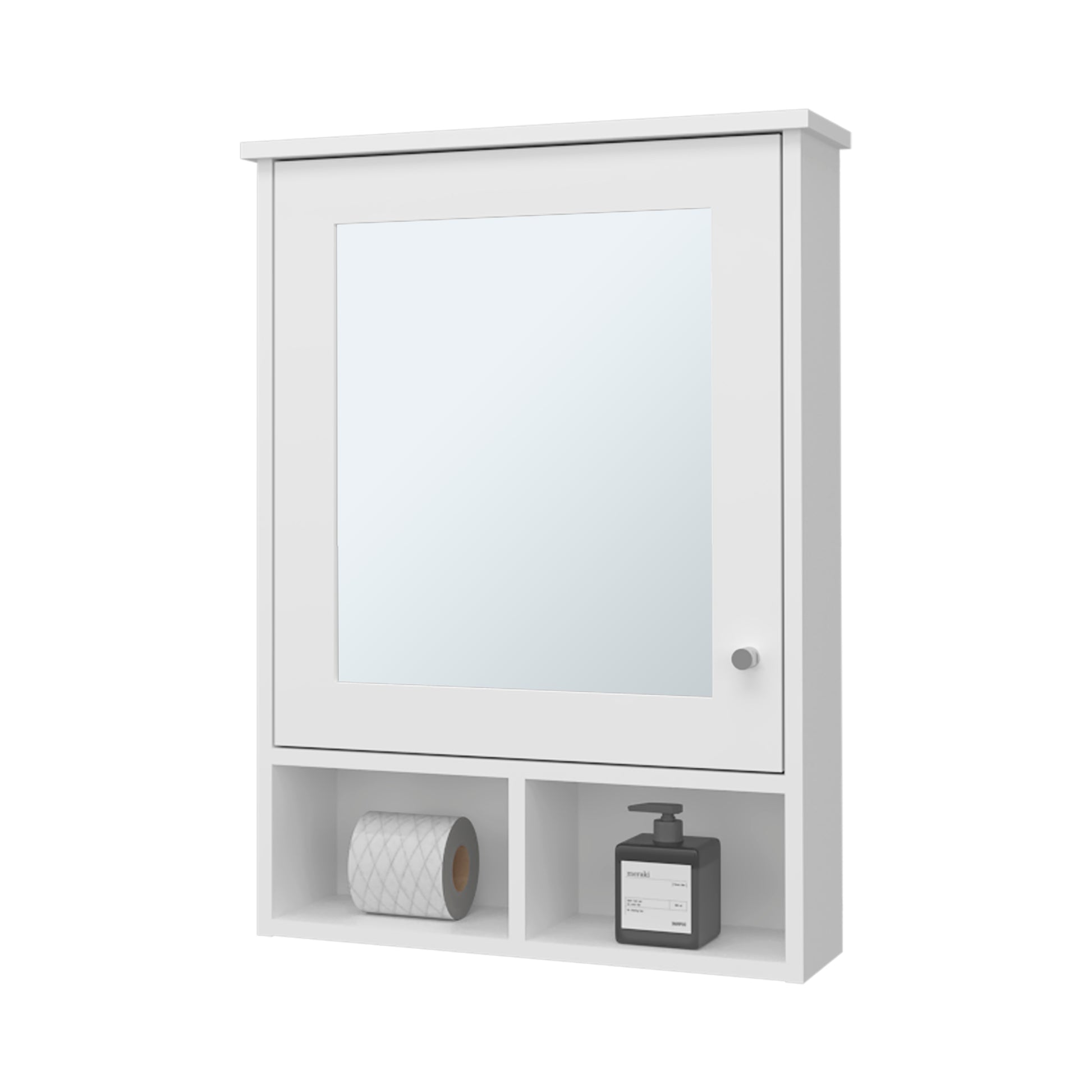 Poston Medicine Cabinet With A Door And Included Mirror, White White 1 5 Up To 17 In 24 To 31 In Mirror Included Bathroom Wall Mounted Minimalist,Modern 5 10 Inches Particle Board Melamine