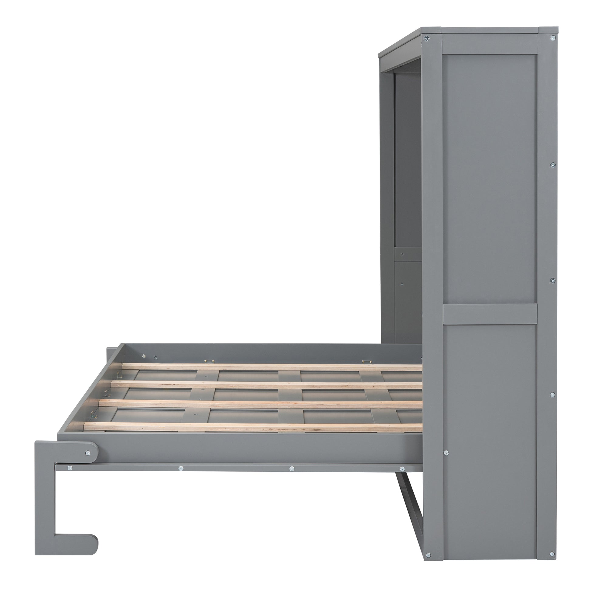 Queen Size Murphy Bed Wall Bed,Gray Queen Gray Plywood