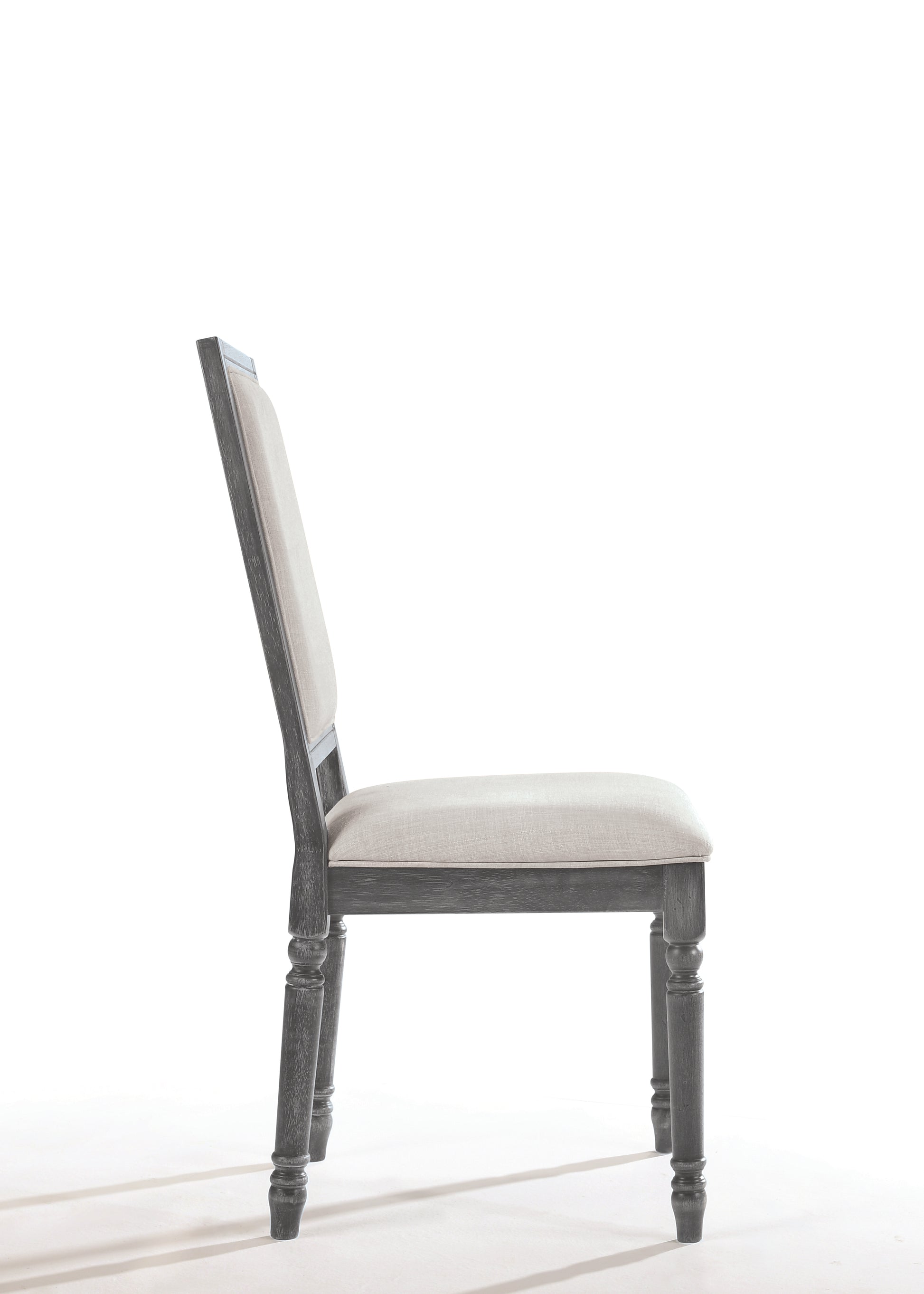 Leventis Cream Linen & Weathered Gray Finish Side Chair Cream,Gray Linen,Synthetic Wood