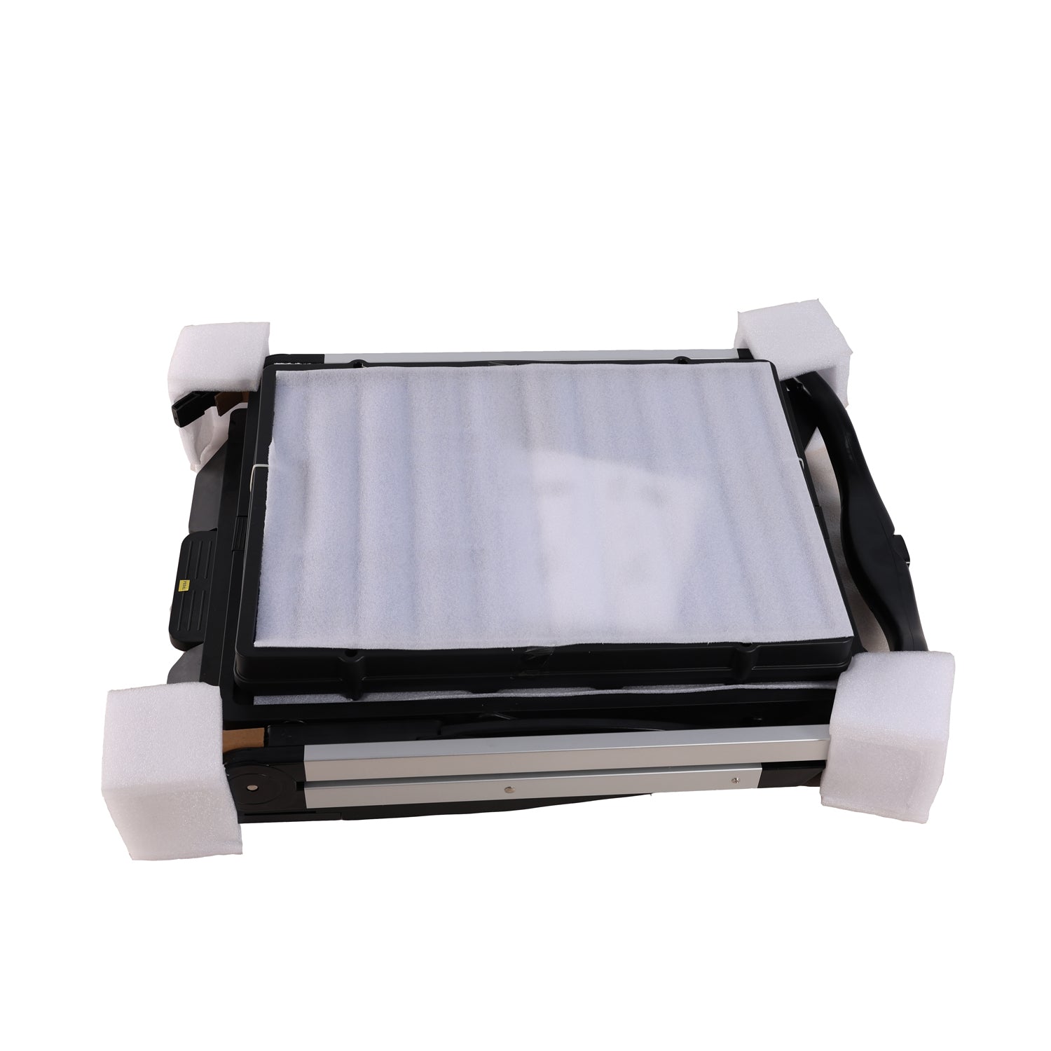 Folding Service Cart With Wheels Double Decker, Shopping, Library, Office Warehouse Moving Carts Black Blue Plastic