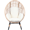 Patio Pe Wicker Egg Chair Model 3 With Natural Color Rattan Beige Cushion And Side Table Yes Natural Foam Steel