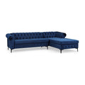 Reversible 4 Seater Modular Sectional Sofa Set, Convertible Corner Oversized L Shaped Sofa Couch, Velvet Sleeper Couch With Rolled Arm For Living Room, Navy Blue Navy Blue Wood Primary Living Space Medium Soft Loose Back Medium Duty