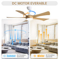 52 Inch Modern Ceiling Fan With 22W Led Light And Remote Control 5 Abs Blades For Living Room White Abs