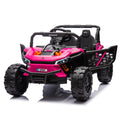 24V Kids Ride On Utv,Electric Toy For Kids W Parents Remote Control,Four Wheel Suspension,Low Start,Adjustable Speed,Multimedia Player,Early Education,Bluetooth,Rear Storage Space For Kids Aged 3 . Pink 50 99 Lbs Polypropylene