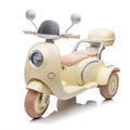 12V Two Seater Kids Ride On Electric Motorcycle,Three Wheels Kids Toy With Slow Start,Multi Function Player,Usb,Bluetooth, Light,Backseat Flip Adult Seat, Oversized Storage Box For Kids Aged 3 6. Beige Plastic