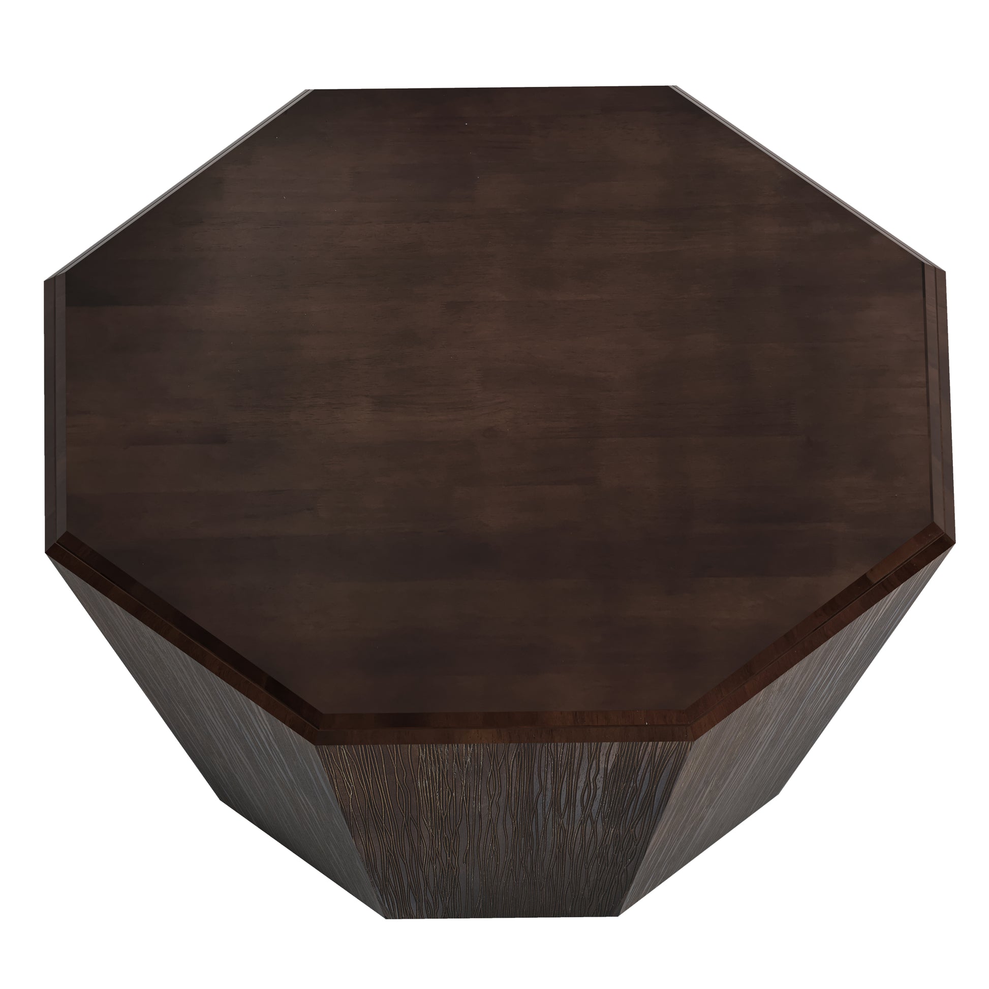 31.5 "Octagonal Black Walnut Rubber Wood Coffee Table, Coffee Table, Living Room Bedroom Walnut Rubber Wood