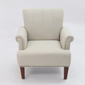 1Pc Traditional Accent Chair Rolled Arms Trim Soft Fabric Upholstered Furniture For Living Room Bedroom Office 30