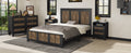4 Pieces Bedroom Sets, Queen Size Farmhouse Platform Bed With Wooden Strip Decoration, Storage Nightstand And Dresser With Metal Handle, Black Queen Black 4 Piece Set Particle Board