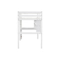 Twin Loft Bed With Built In Desk And Bookcase Of Three Compartments, Guardrails And Ladder,White Twin White Pine