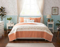 6 Piece Cotton Percale Quilt Set With Throw Pillows Coral Full Queen Full Coral Polyester