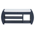 Retro Multifunctional Storage Bench With Cushion And Curved Side Panel For Entrance And Living Room Antique Navy Antique Navy Mdf