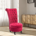 Homcom High Back Accent Chair, Upholstered Armless Chair, Retro Button Tufted Royal Design With Thick Padding And Rubberwood Leg For Living Room, Dining Room And Bedroom, Crimson Red Red Polyester