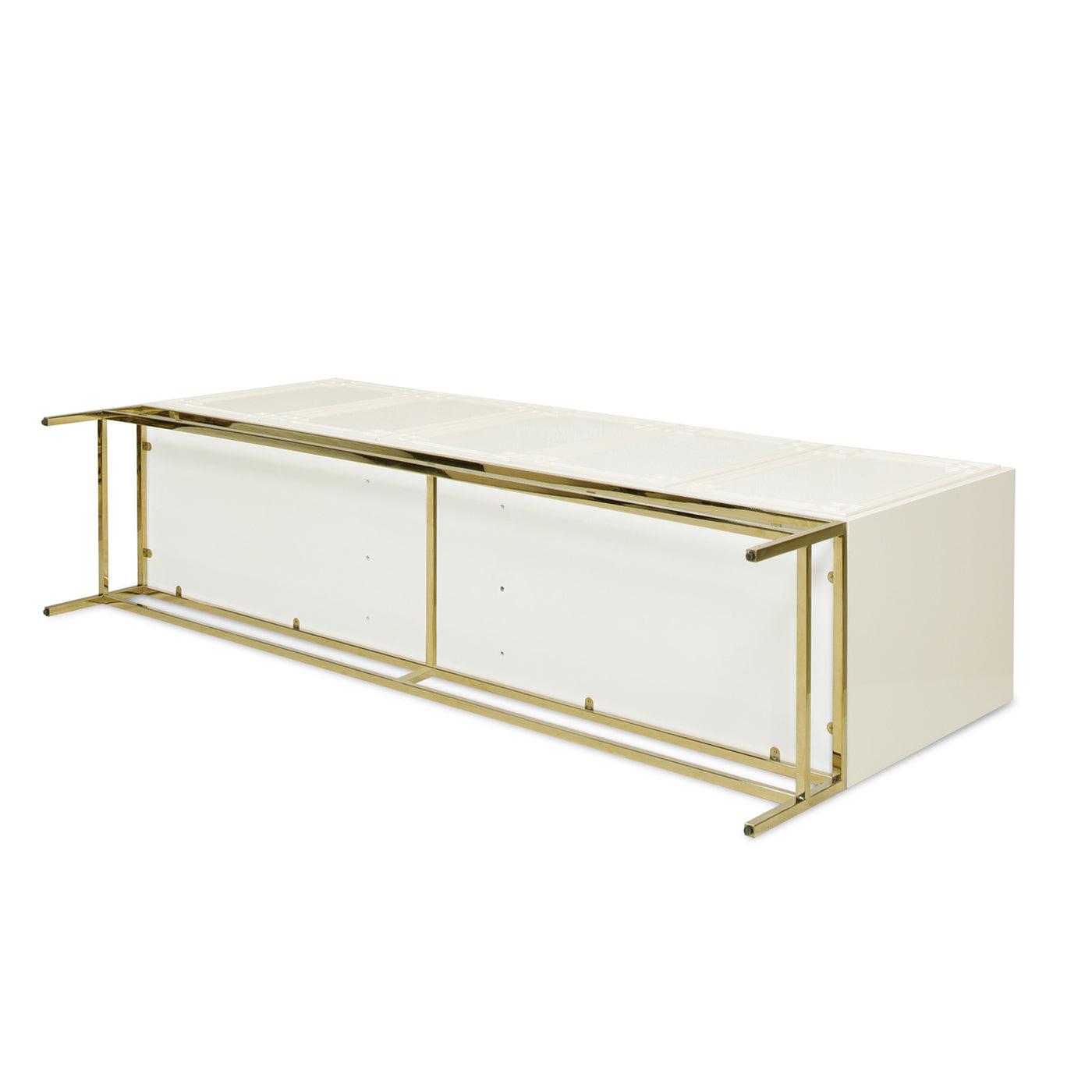 Gemini 79" Sideboard Storage Buffet, White Lacquer Birchwood White Solid Wood Mdf Solid Wood Mdf