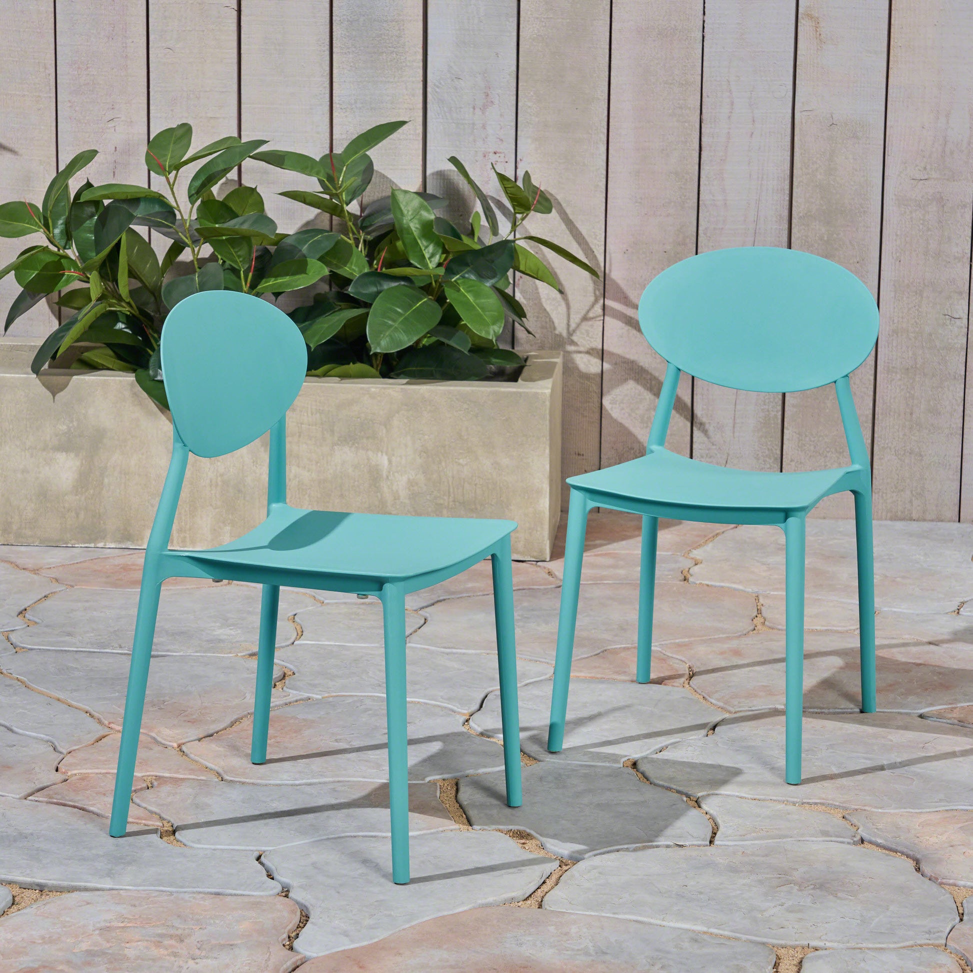 Westlake Injection Molding Pp Chair Set Of 2 Teal Polypropylene