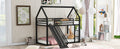 Twin Over Twin House Bunk Bed With Ladder And Slide,Black Twin Black Metal