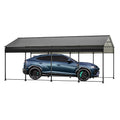 12X20 Ft Metal Carport, Outdoor Car Shelter All Weather, Heavy Duty Outdoor Galvanized Car Shelter For Car Boat Truck And Suvs Black Anthracite Metal