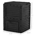 Outsunny Garden Compost Bin 80 Gallon Outdoor Large Capacity Composter Fast Create Fertile Soil Aerating Box, Easy Assembly, Black Black Plastic