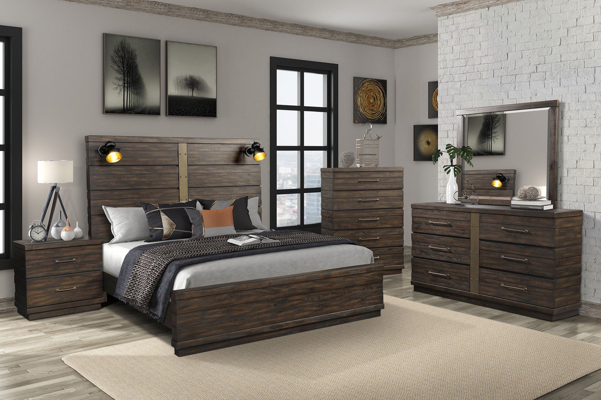 Square Mirror With Knotty Oak Brown Solid Wood Mdf Glass