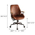 Cocoa Swivel Office Chair Solid Brown Office Foam Rectangular Industrial Office Chairs Solid Back Swivel Leather