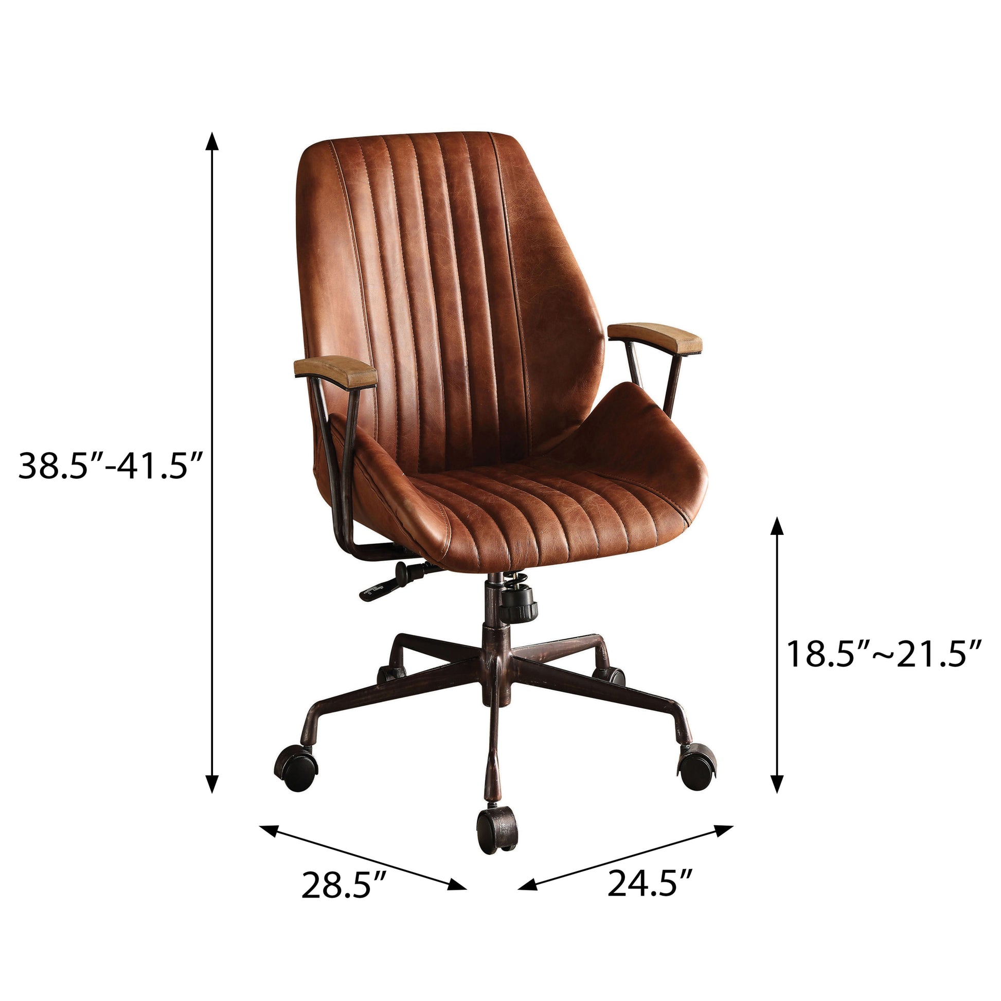 Cocoa Swivel Office Chair Solid Brown Office Foam Rectangular Industrial Office Chairs Solid Back Swivel Leather