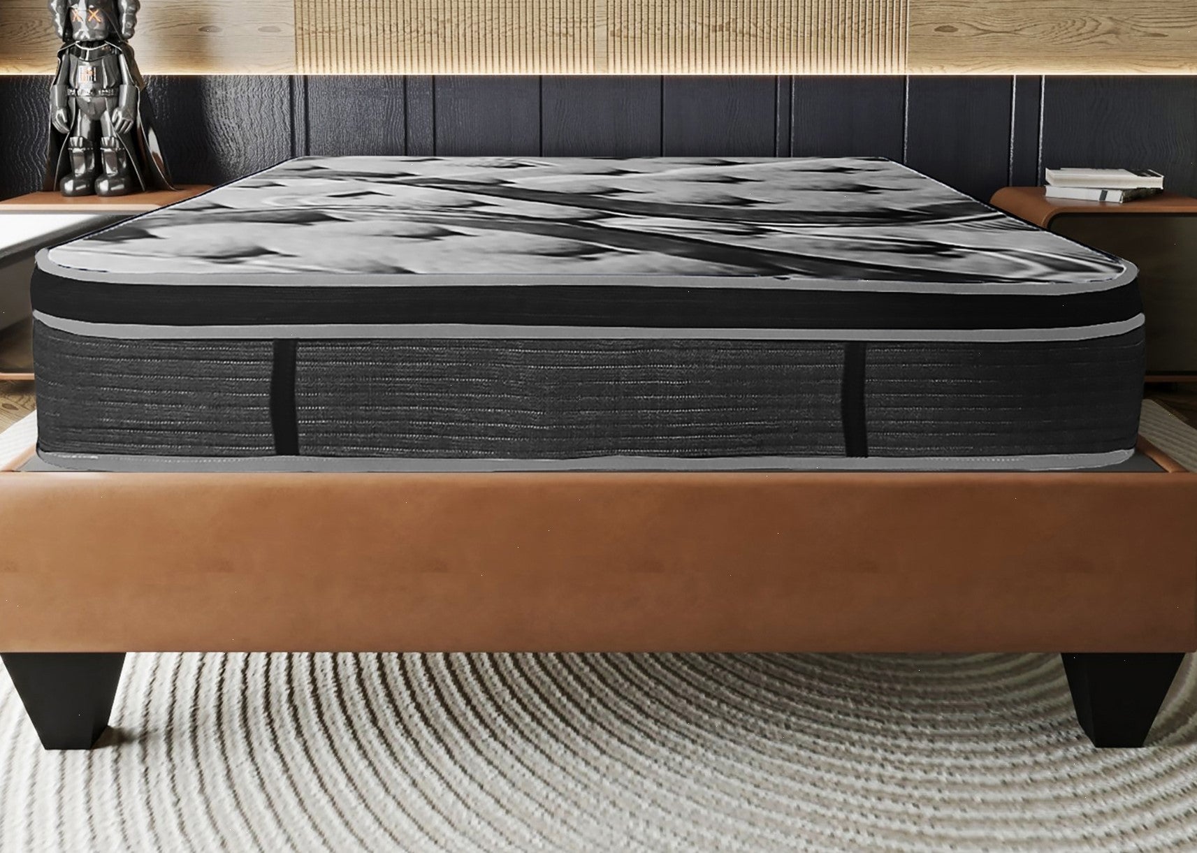 Luxurious 14In Euro Top Mattress, Queen Size Plush Memory Foam Mattress For Bed Frames, Dark Gray Dark Gray Bedroom Modern Memory Foam Polyester Queen