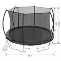 14Ft Trampoline Double Side Color Pad Trampoline For Kids And Adults With Enclosure Net And Ladder,Curved Fence Pole Black Steel Steel