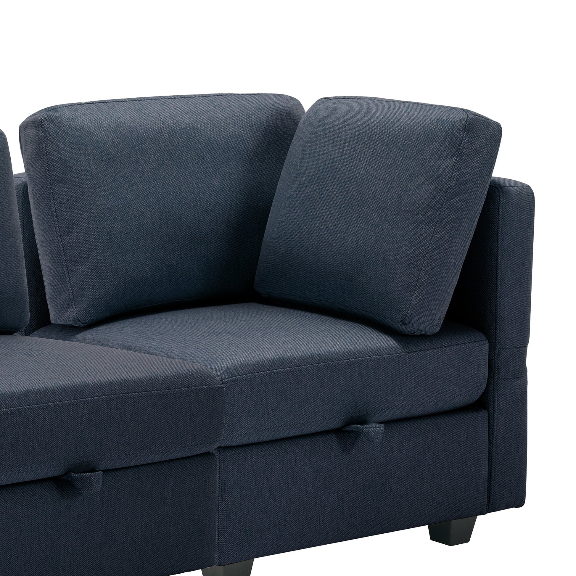 Oversized Modern 6 Seat Upholstered Sofa, Large Sectional Sofa With Storage Seats And Ottomanssofa Bed With Thick And Soft Cushions At All Sidesadjustable Arms And Backs Blue Blue Polyester 4 Seat