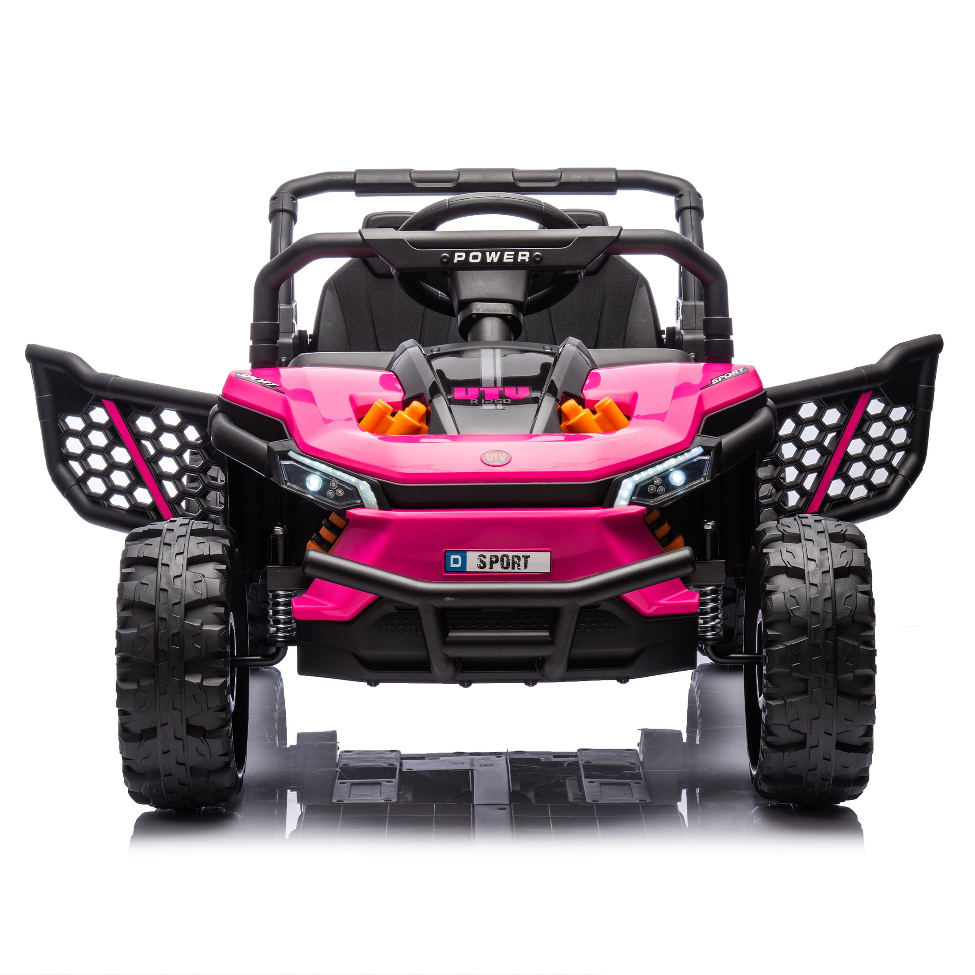 24V Kids Ride On Utv,Electric Toy For Kids W Parents Remote Control,Four Wheel Suspension,Low Start,Adjustable Speed,Multimedia Player,Early Education,Bluetooth,Rear Storage Space For Kids Aged 3 . Pink 50 99 Lbs Polypropylene