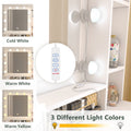 Makeup Vanity Desk With Mirror And Lights, Vanity Table, 5 Drawers, Side Cabinet, Storage Shelves For Bedroom, White White Drawer 5 Drawers & Above Bedroom Extra Deep Drawers Mdf