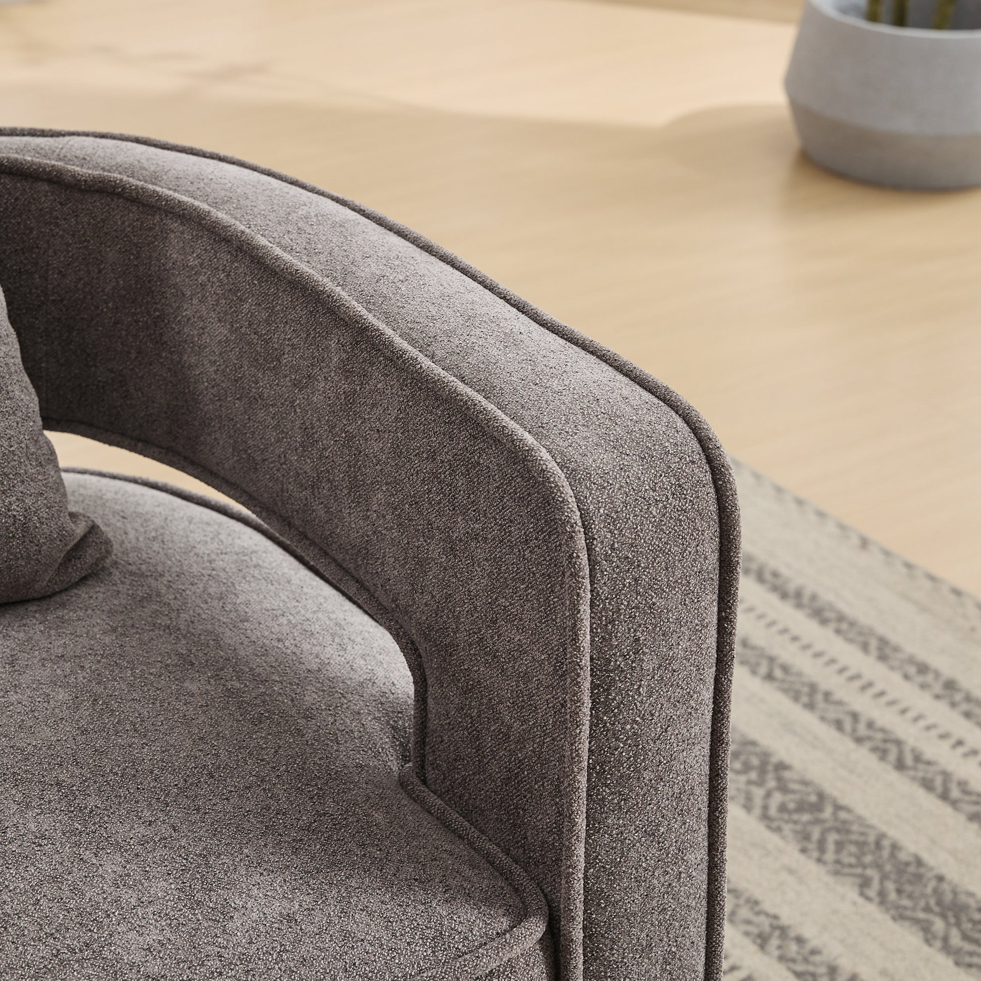 29.1"W Swivel Accent Open Back Chair Modern Comfy Sofa Chair With Weathered Base For Nursery Bedroom Living Room Hotel Office, Club Chair Leisure Arm Chair For Lounge Charcoal,Linen Blend Charcoal Linen Blend