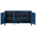 Sideboard With Curved Swirl Patterned Doors And Artistic Three Door Design,Suitable For Living Rooms,Entrance And Study Navy Blue Primary Living Space American Design Mdf