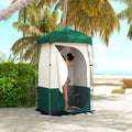 Outsunny Portable Shower Tent, Privacy Shelter, Camping Dressing Changing Tent Room With Solar Shower Bag, Floor And Carrying Bag, Green Green Oxford Fabric