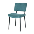 Modern Turquoise Simple Dining Chair Fabric Upholstered Chairs Home Bedroom Stool Back Dressing Chair Black Metal Legs Set Of 2 Metal Turquoise Velvet