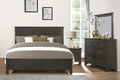 Charcoal Gray Finish Queen Bed 1Pc Transitional Style Wooden Bedroom Furniture Panel Bed Box Spring Required Queen Charcoal Grey Wood Bedroom Transitional Panel Wood