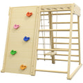 Qaba Indoor Jungle Gym,5 In 1 Toddler Climbing Toys With Monkey Bars, Wooden Climbing Wall, Rope, For 3 Years Old Wood Wood