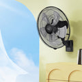 18 In. 90 Degree 5 Speed Settings Black Wall Mount Fan Horizontal Oscillation Indoor Outdoor Household Commercial Black Metal