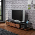 Elling Walnut & Black Finish Tv Stand Walnut Black 50 59 Inches Synthetic Wood