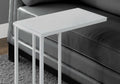 Accent Table, C Shaped, End, Side, Snack, Living Room, Bedroom, Tempered Glass, White Metal, Contemporary, Modern White Metal