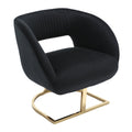 Coolmore Upholstered Tufted Living Room Chair Textured Linen Fabric Accent Chair With Metal Stand Black Velvet